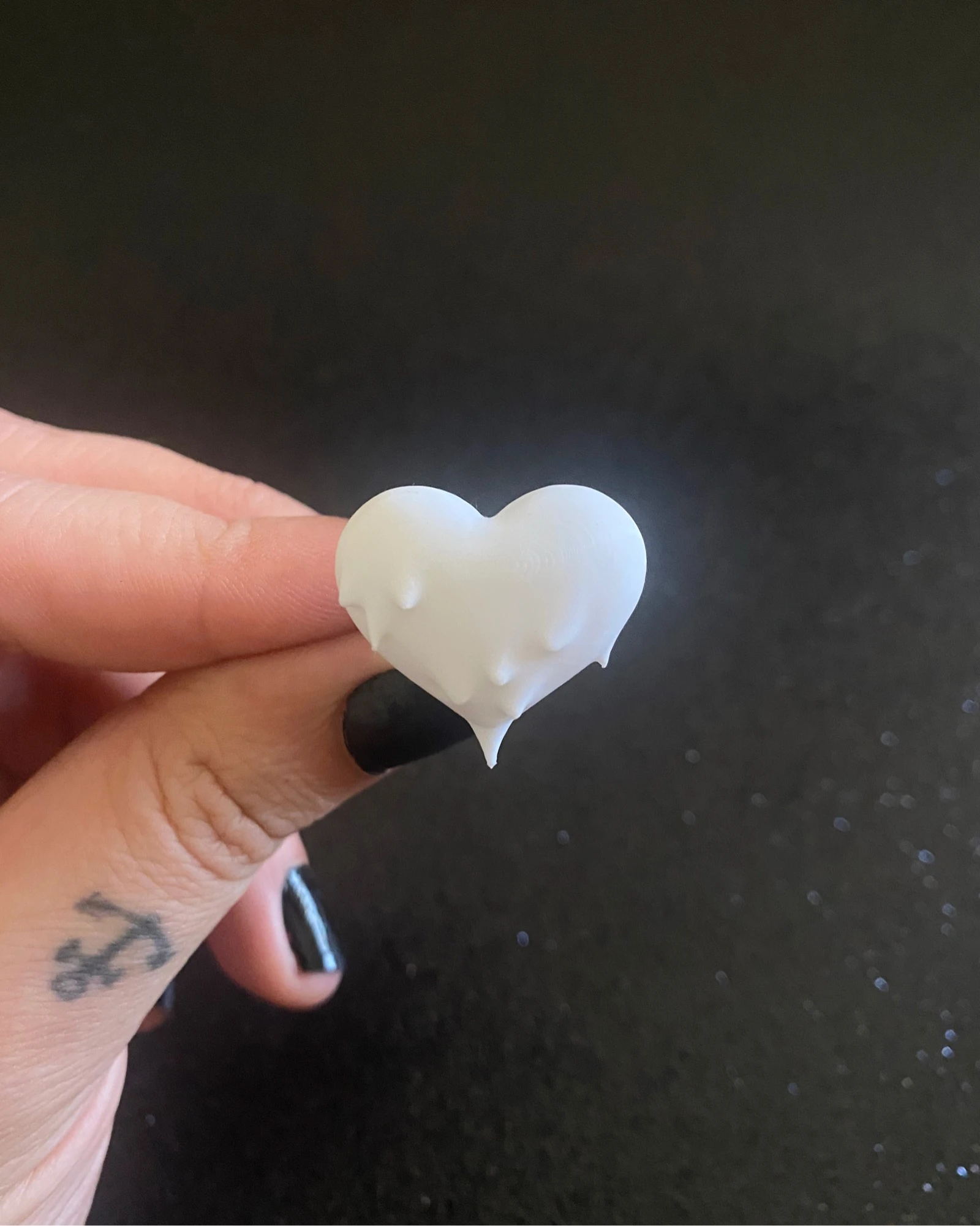 Bague Cœur Blanc 3D Ajustable - Style Y2K / Alt - Acier Inoxydable  – photo 3